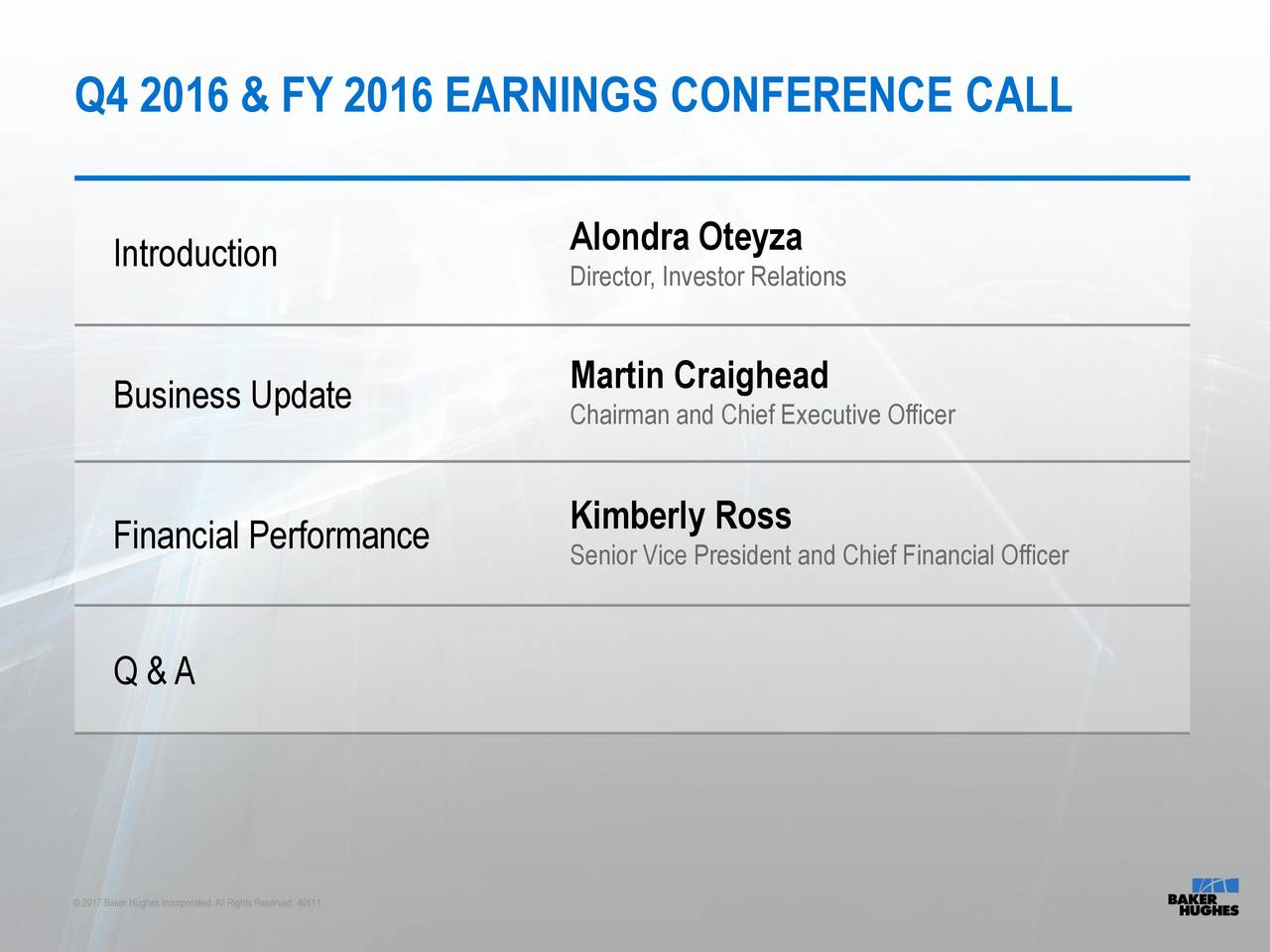 Baker Hughes Inc. 2016 Q4 Results Earnings Call Slides (NASDAQBKR
