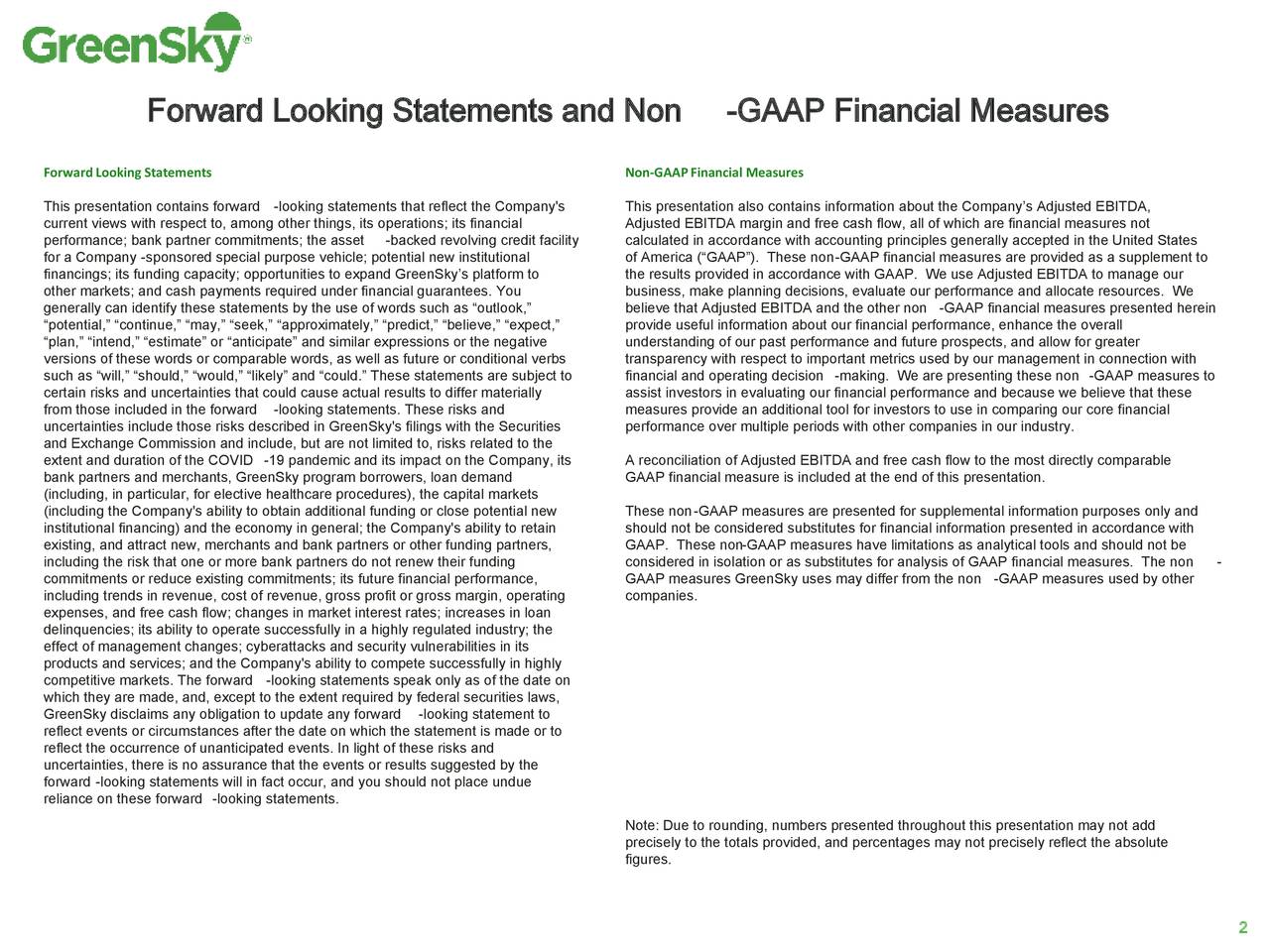 Forward Looking Statements and Non                                                           -GAAP Financial Measures