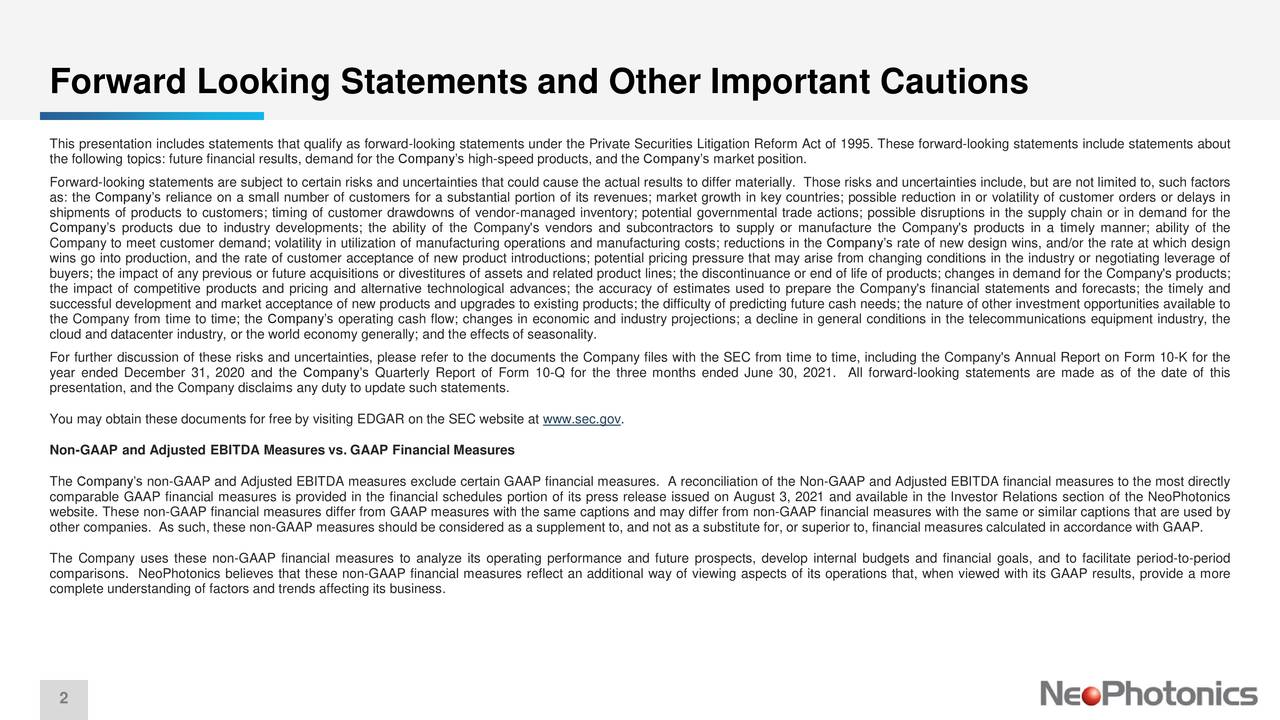 Forward Looking Statements and Other Important Cautions