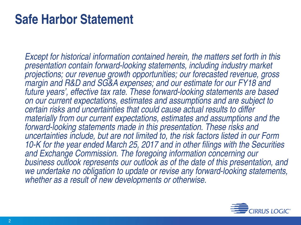 Cirrus Logic, Inc. 2018 Q2 Results Earnings Call Slides (NASDAQ