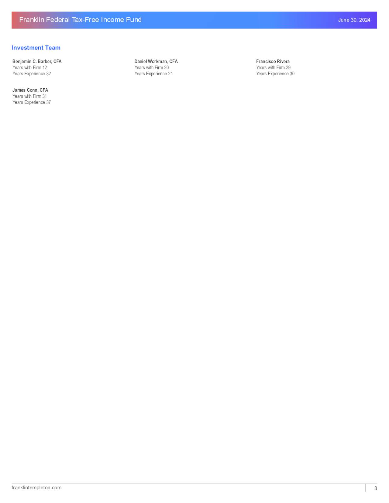 Franklin Federal Tax-Free Income Fund                                                                                                                          June 30, 2024