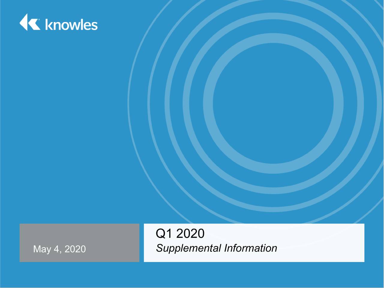 Knowles Corporation 2020 Q1 Results Earnings Call Presentation