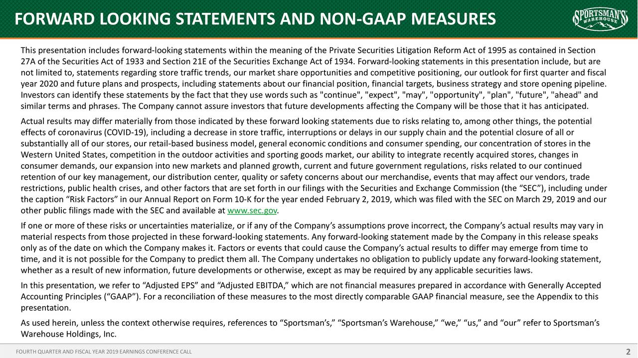 Sportsman's Warehouse Holdings, Inc. 2019 Q4 Results Earnings Call