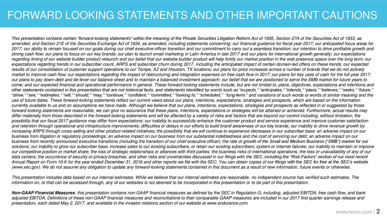 Endurance International Group Holdings, Inc. 2017 Q1 Results