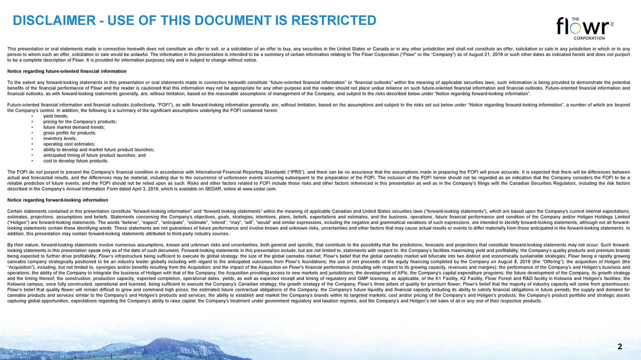 DISCLAIMER - USE OF THIS DOCUMENT IS RESTRICTED