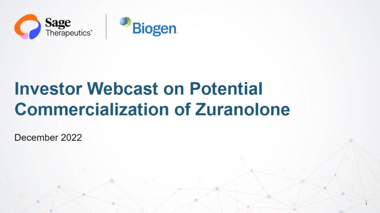 Biogen and Sage Zuranolone cast Presentation (NASDAQBIIB) Seeking
