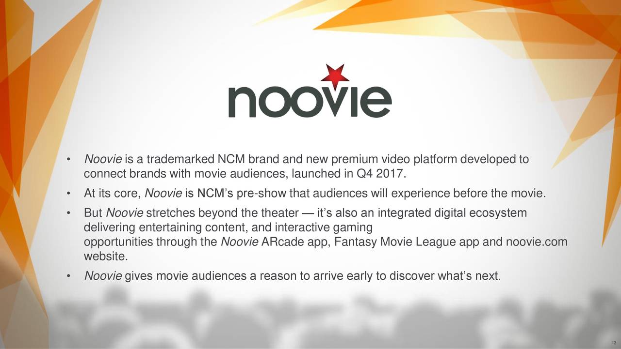 •   Noovie is a trademarked NCM brand and new premium video platform developed to
