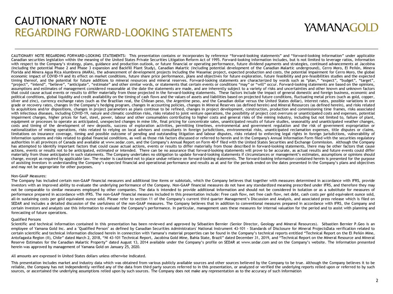 Yamana Gold (AUY) Investor Presentation Slideshow (NYSEPAAS