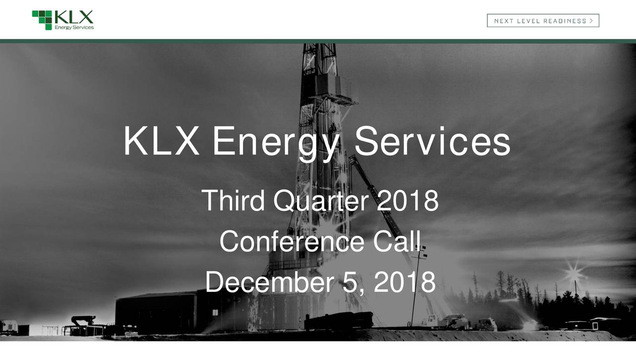 KLX Energy Services Holdings, Inc. 2018 Q3 Results