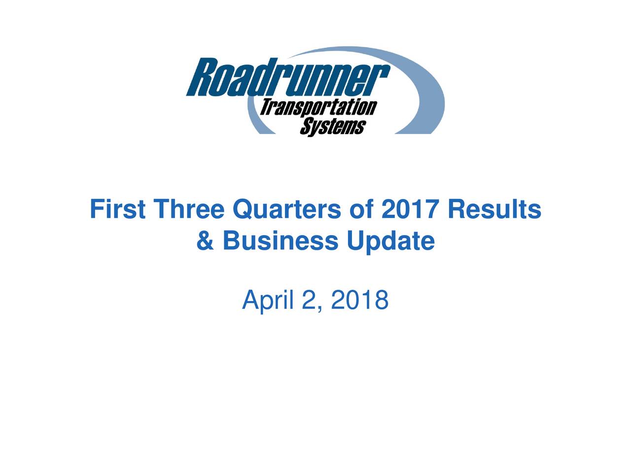 First Three Quarters of 2017 Results
