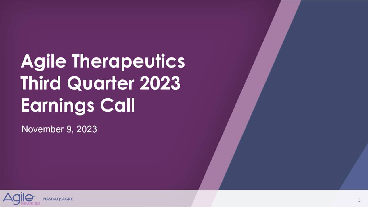 Agile Therapeutics, Inc. 2023 Q3 - Results - Earnings Call Presentation ...