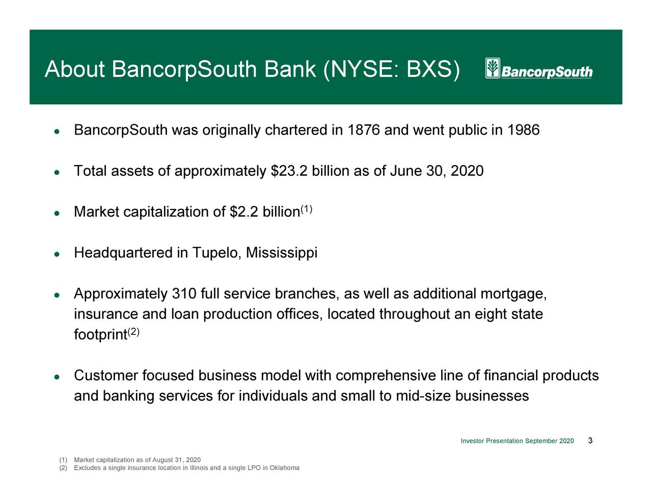Bancorpsouth Bank (BXS) Investor Presentation Slideshow (NYSECADE