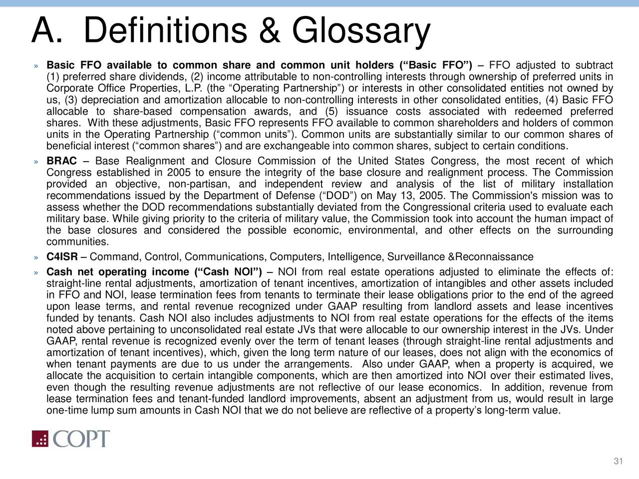 A. Definitions & Glossary