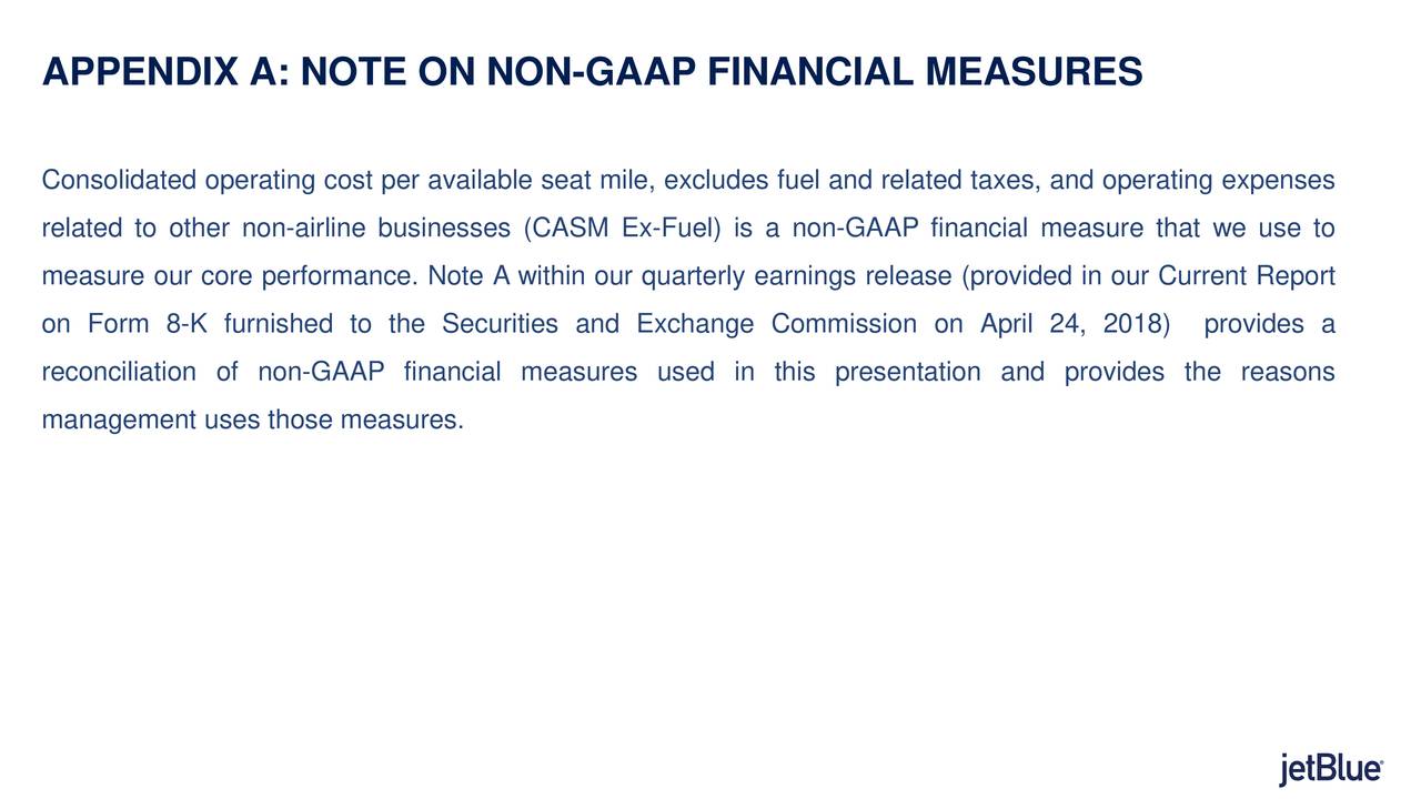 APPENDIX A: NOTE ON NON-GAAP FINANCIAL MEASURES