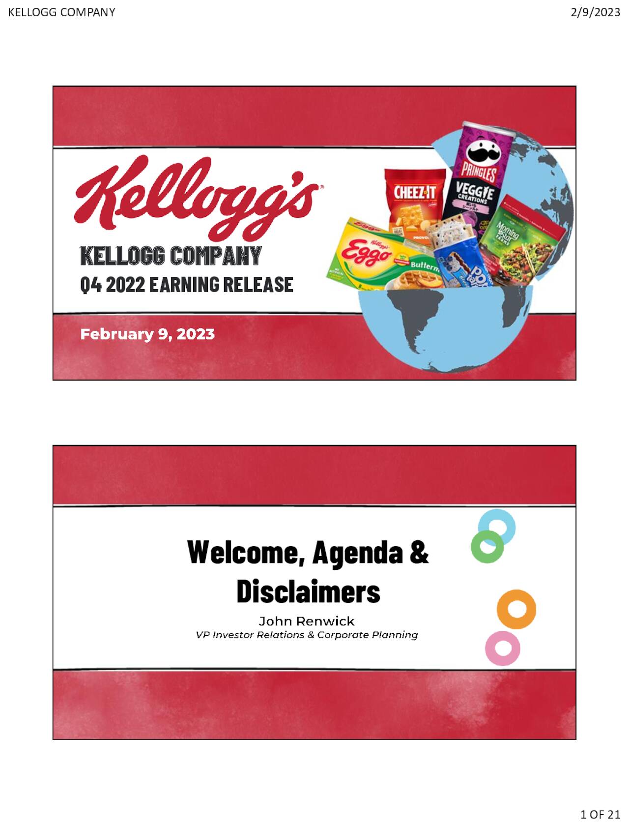 Kellogg Company 2022 Q4 Results Earnings Call Presentation (NYSEK