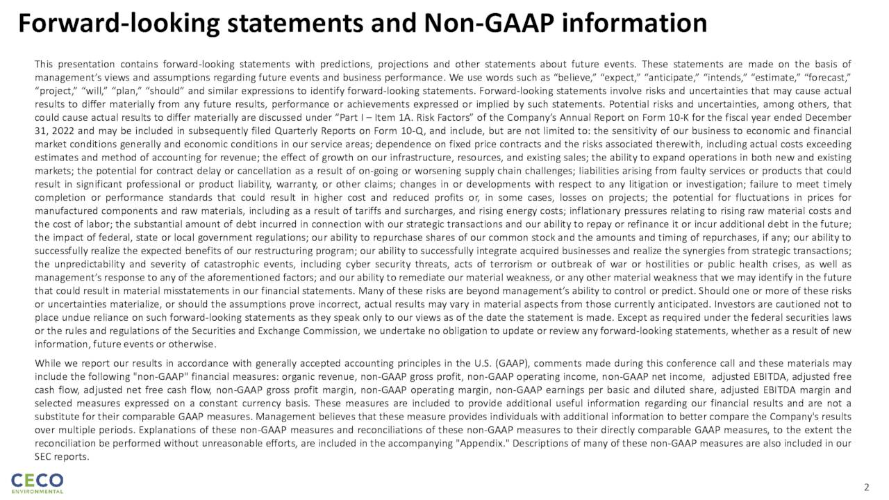 Forward-looking statements and Non-GAAP information