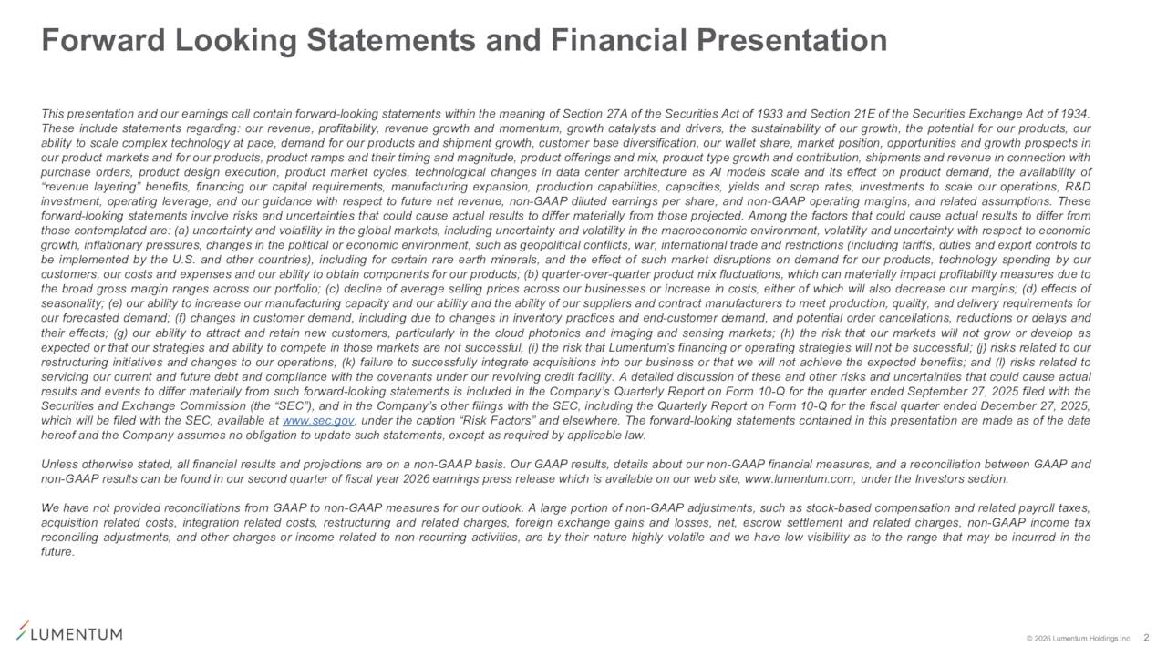 Lumentum Holdings Inc. 2026 Q2 - Results - Earnings Call Presentation ...
