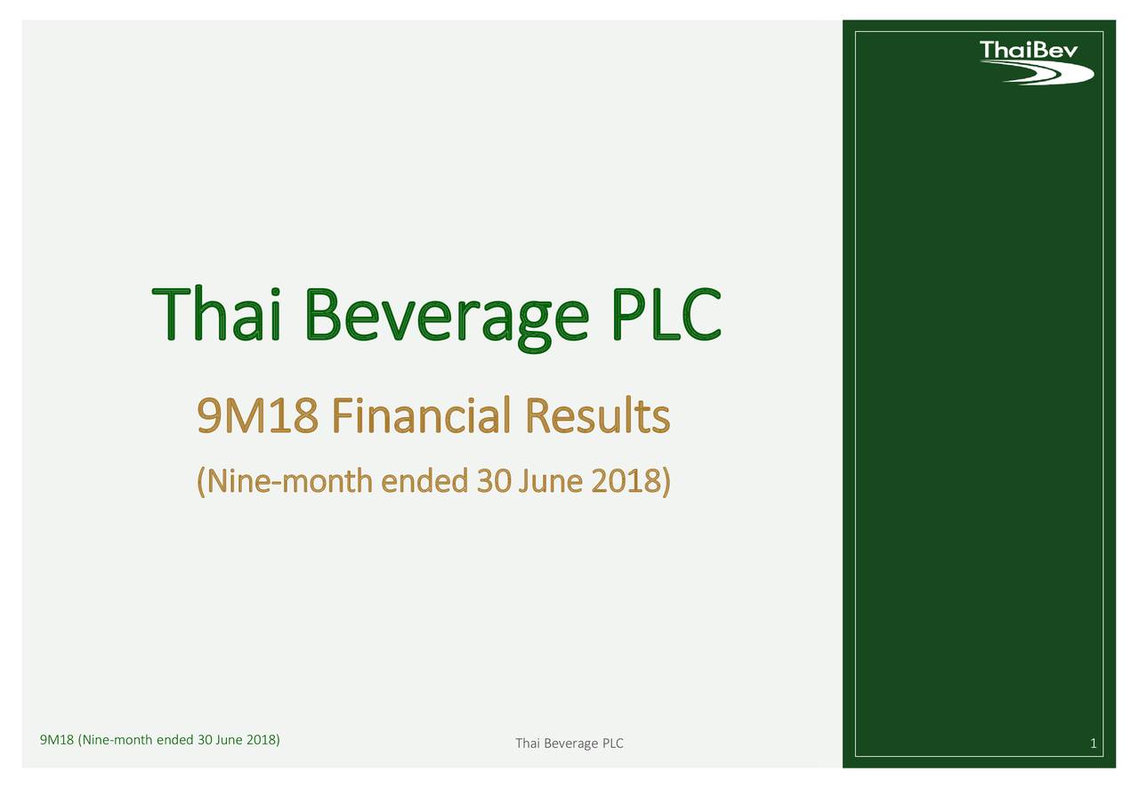 Thai Beverage Public Co., Ltd. ADR 2018 Q3 Results Earnings Call
