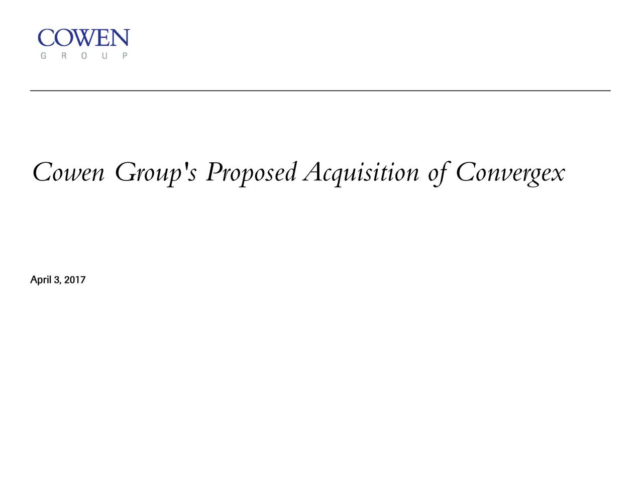 Cowen Group (COWN) Acquires Convergex for 116M In Cash And Stock