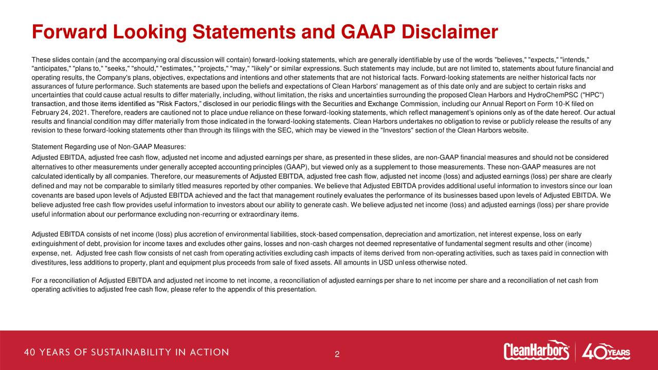Forward Looking Statements and GAAP Disclaimer