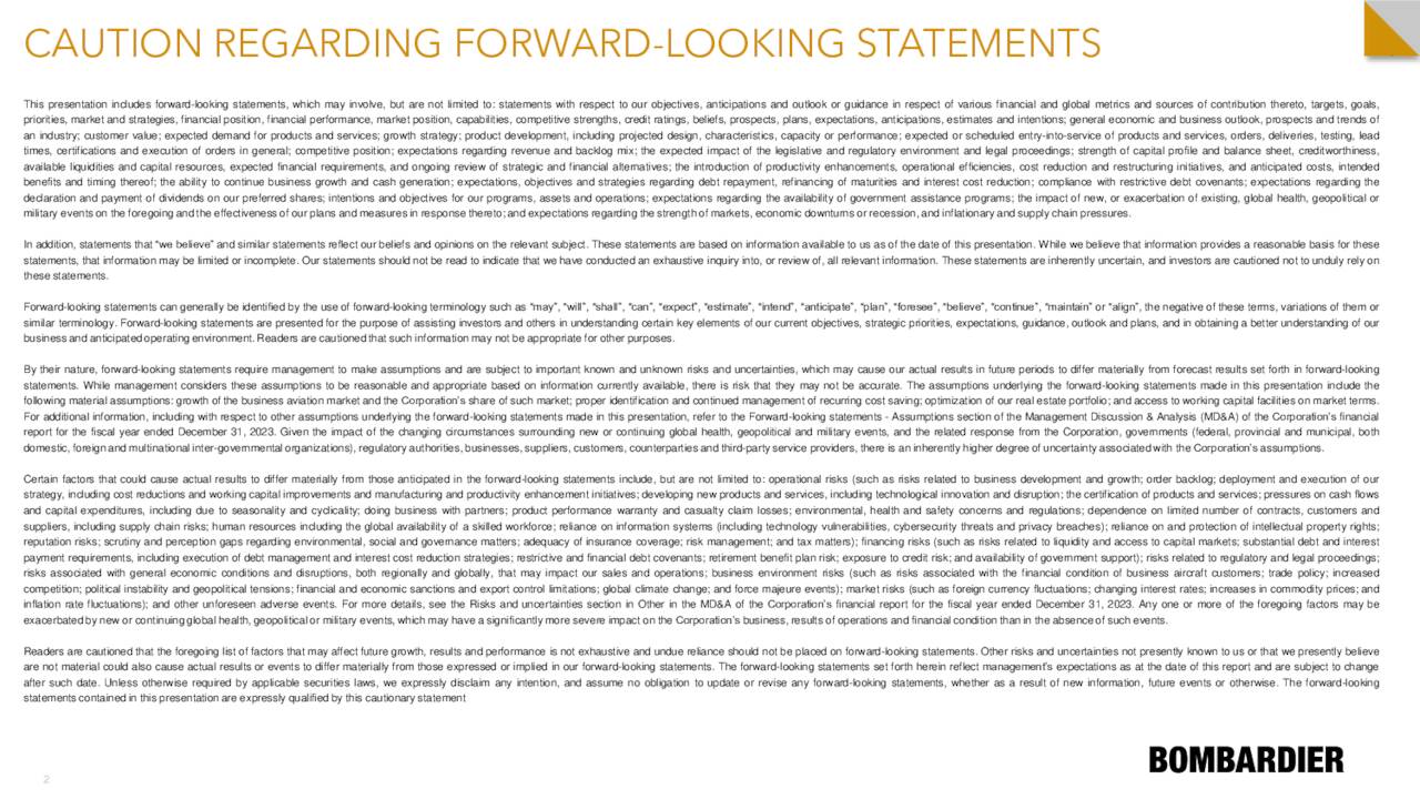 Bombardier Inc. 2023 Q4 Results Earnings Call Presentation (OTCMKTS
