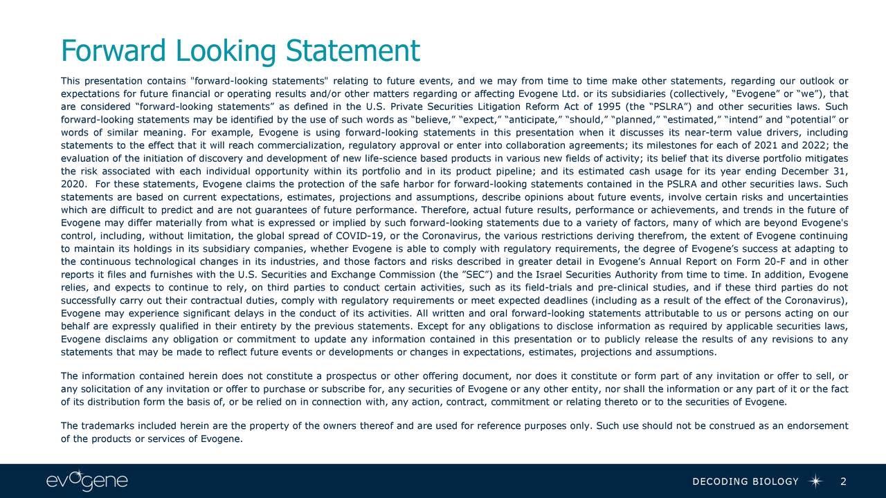 Forward Looking Statement