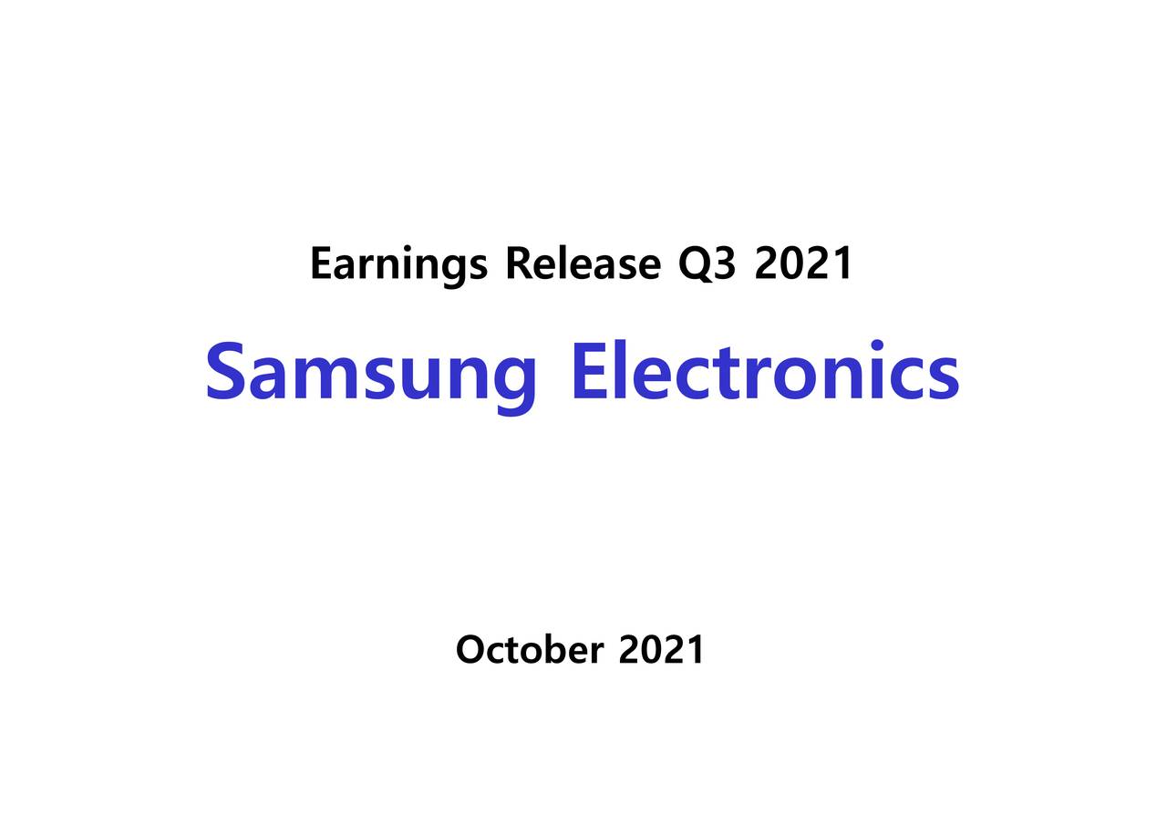 Earnings Release Q3 2021