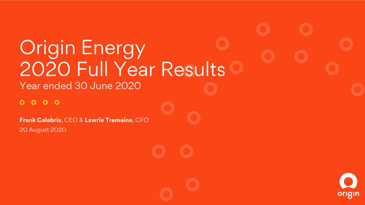 Origin Energy Limited 2020 Q4 Results Earnings Call Presentation