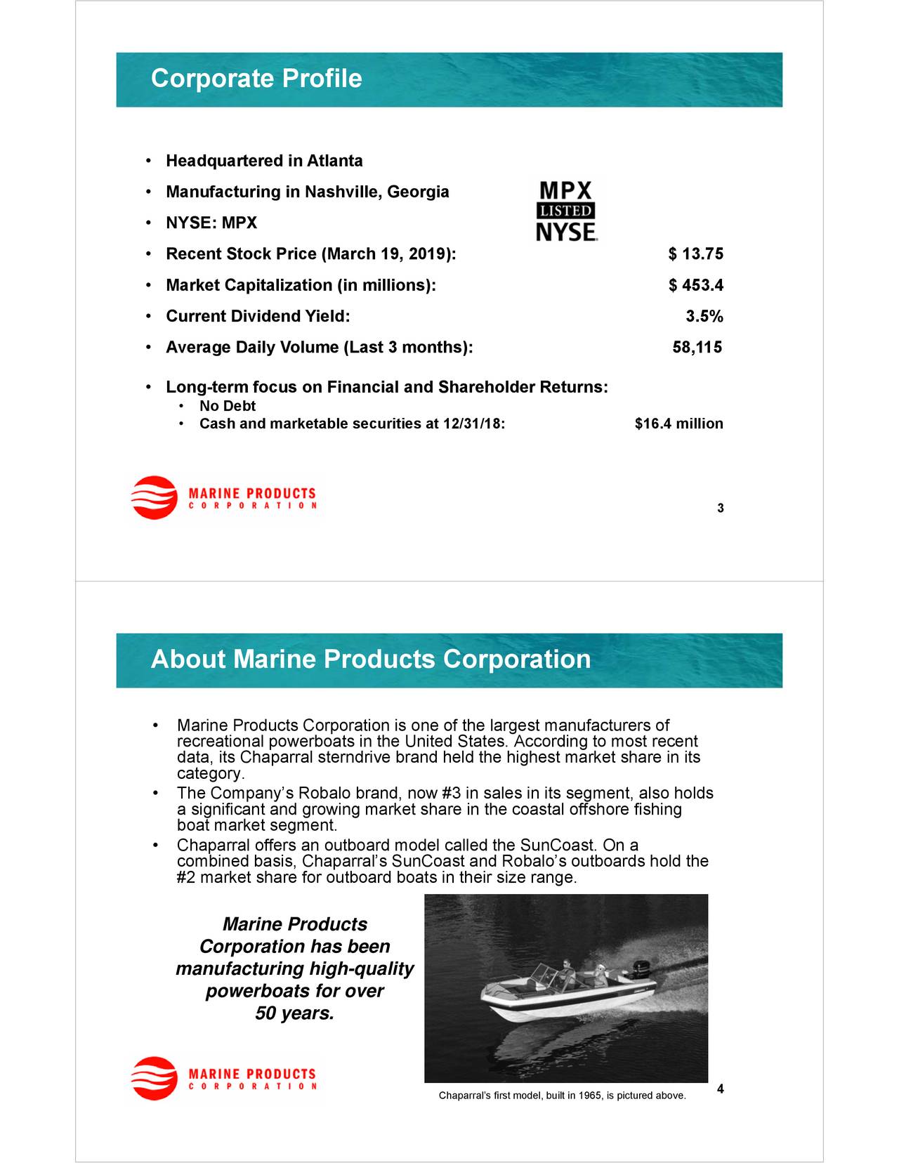 Marine Products Corporation 2019 Q1 Results Earnings Call Slides (NYSEMPX) Seeking Alpha