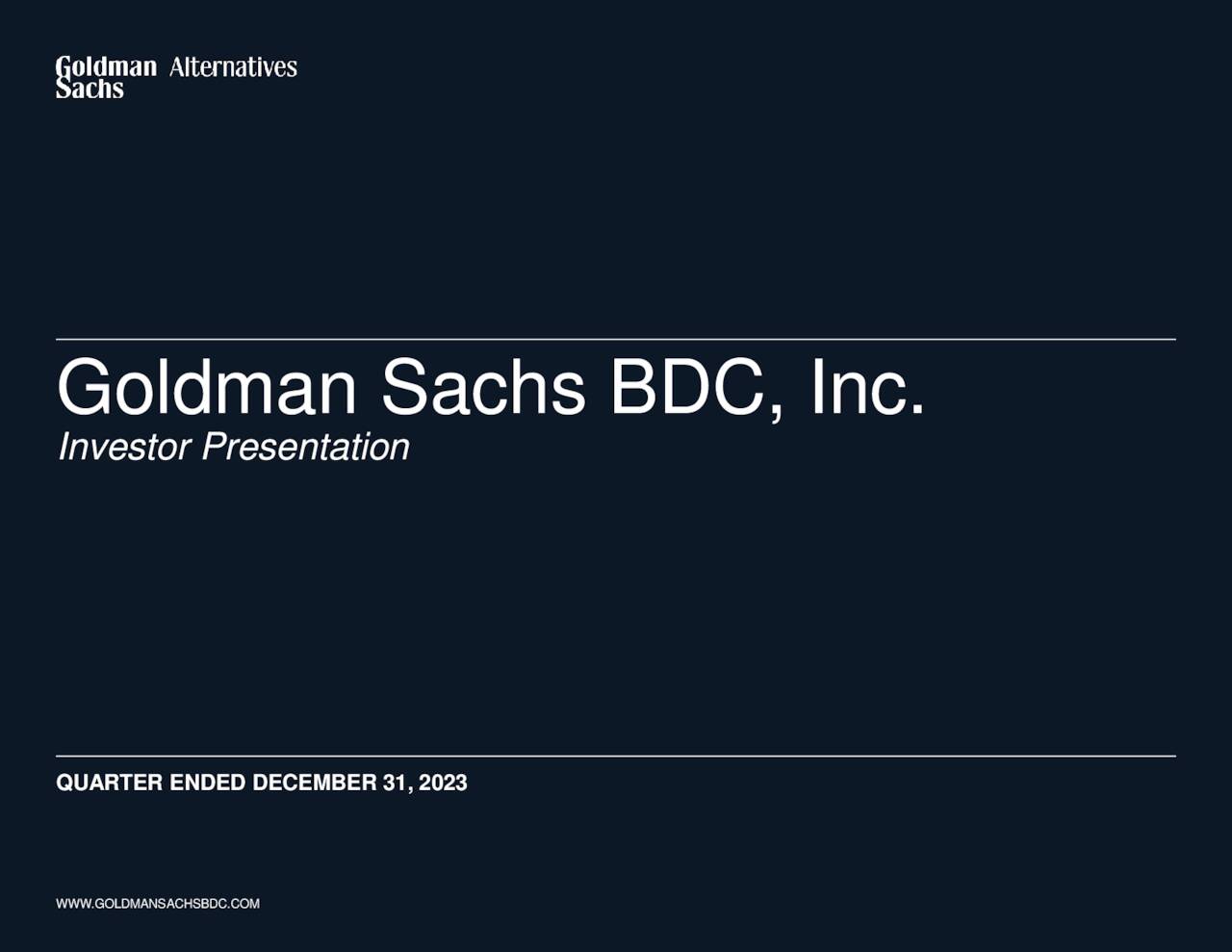 Goldman Sachs BDC 2023 Q4 Results Earnings Call Presentation (NYSE