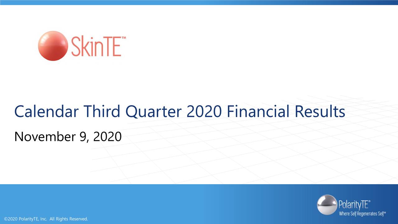 Calendar Third Quarter 2020 Financial Results