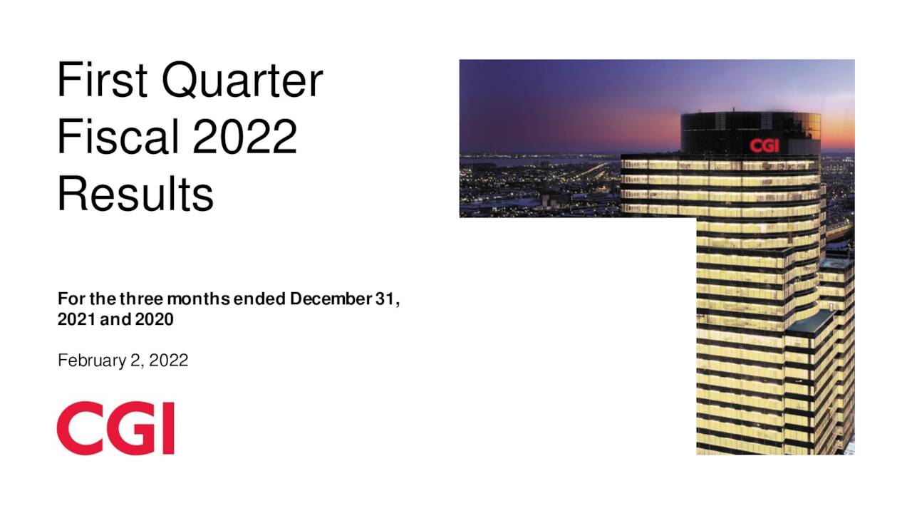 CGI Inc. 2022 Q1 Results Earnings Call Presentation (NYSEGIB