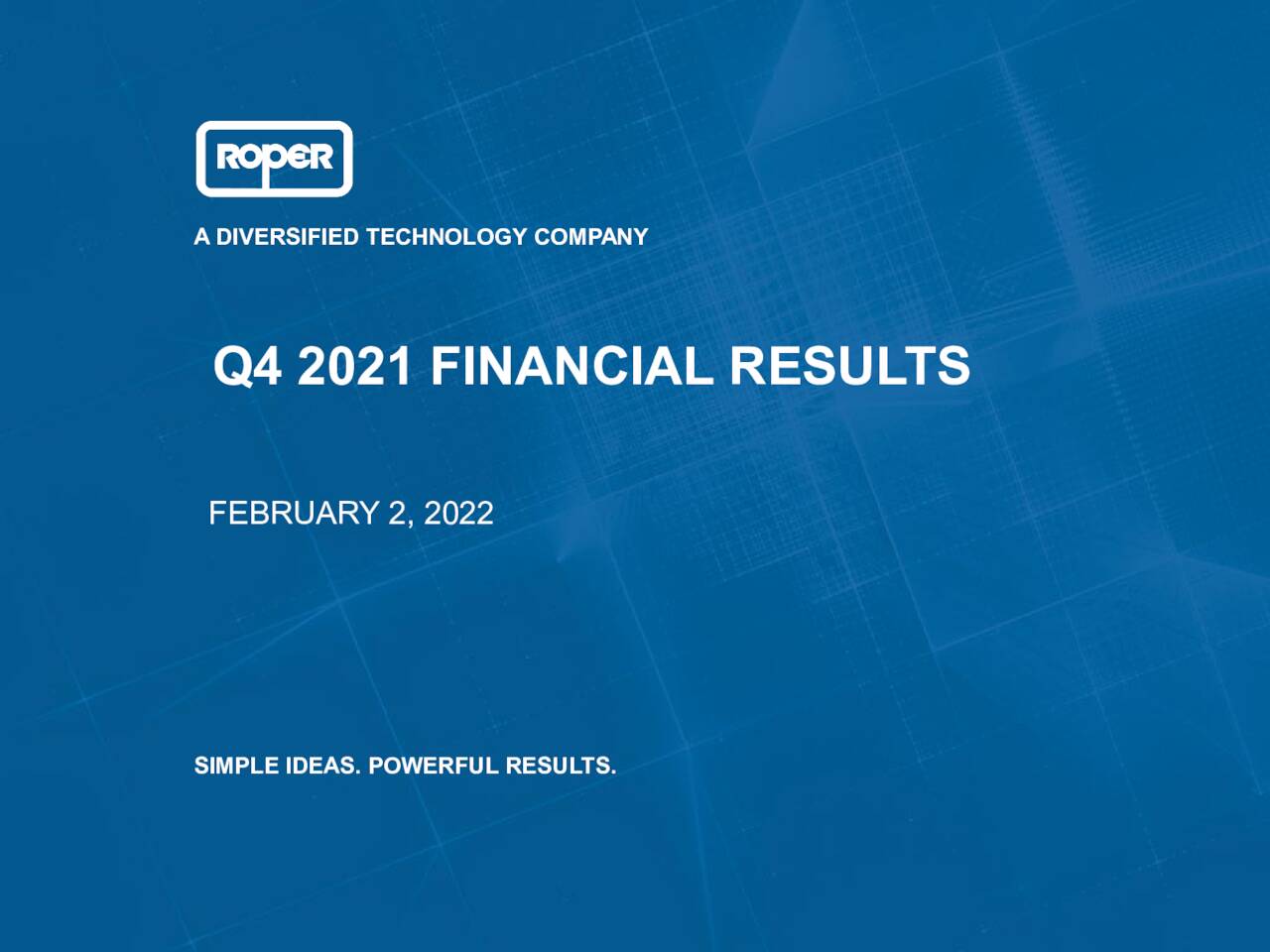 Roper Technologies, Inc. 2021 Q4 - Results - Earnings Call Presentation ...