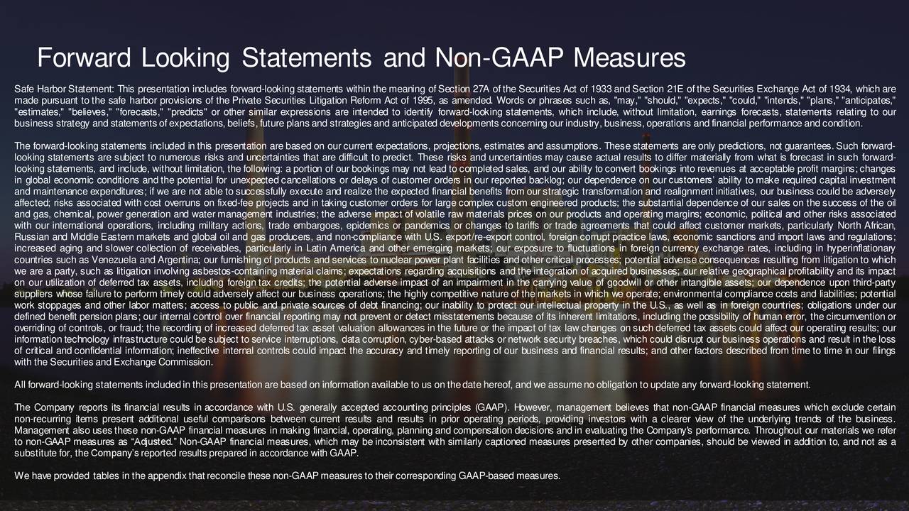 Forward Looking Statements and Non-GAAP Measures