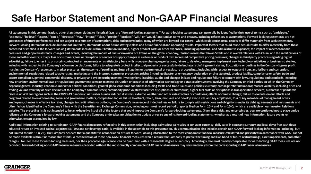 Safe Harbor Statement and Non-GAAP Financial Measures