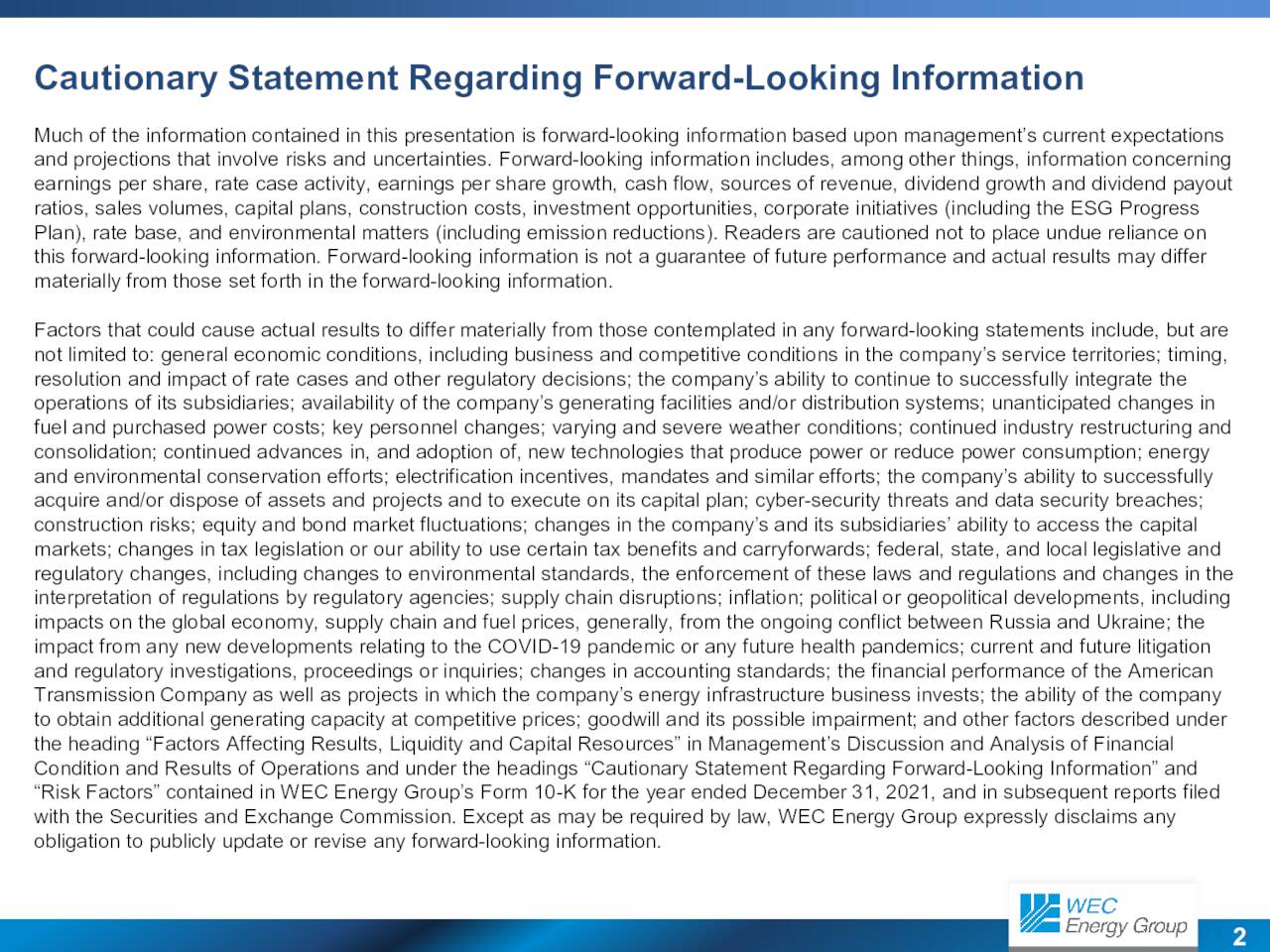 Cautionary Statement Regarding Forward-Looking Information