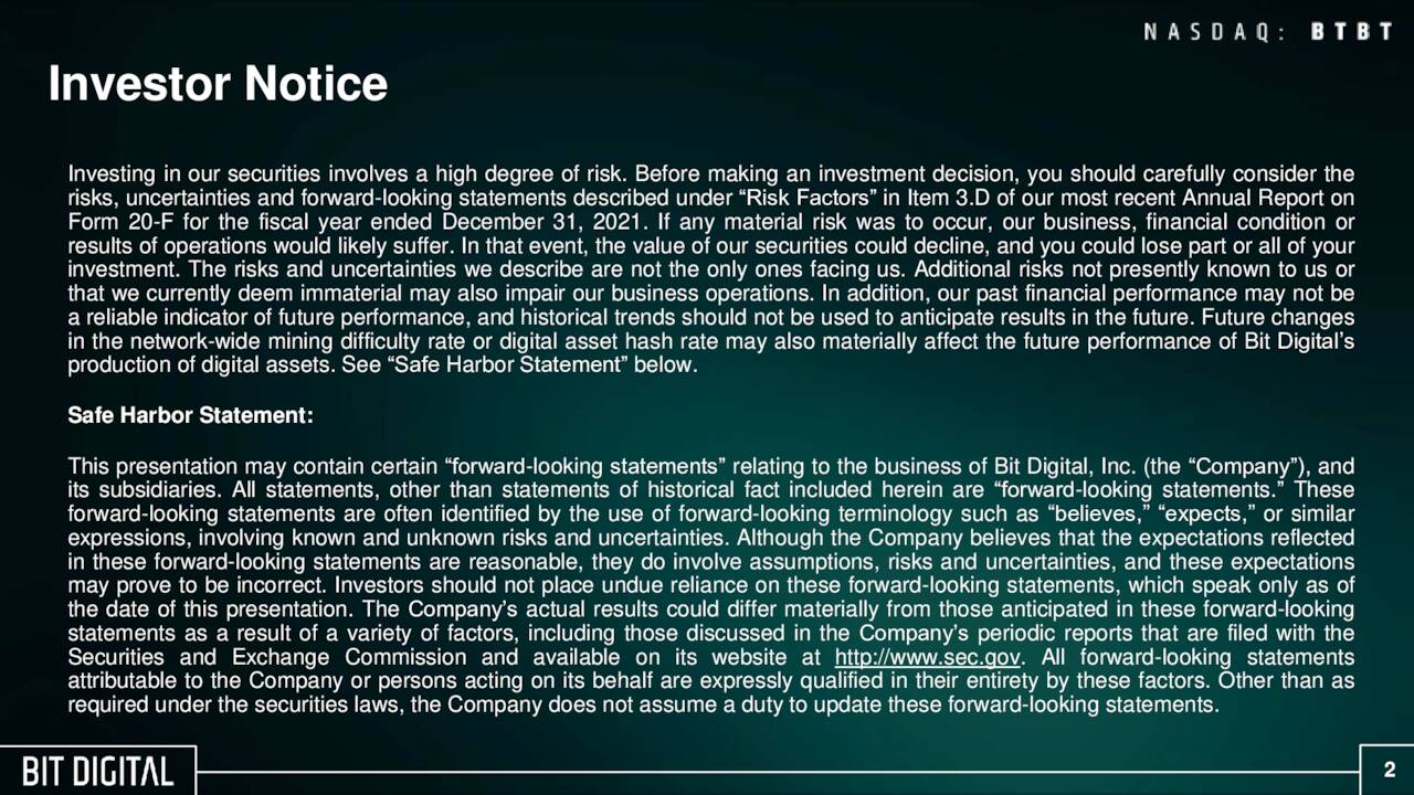 Bit Digital (BTBT) Investor Presentation Slideshow (NASDAQBTBT