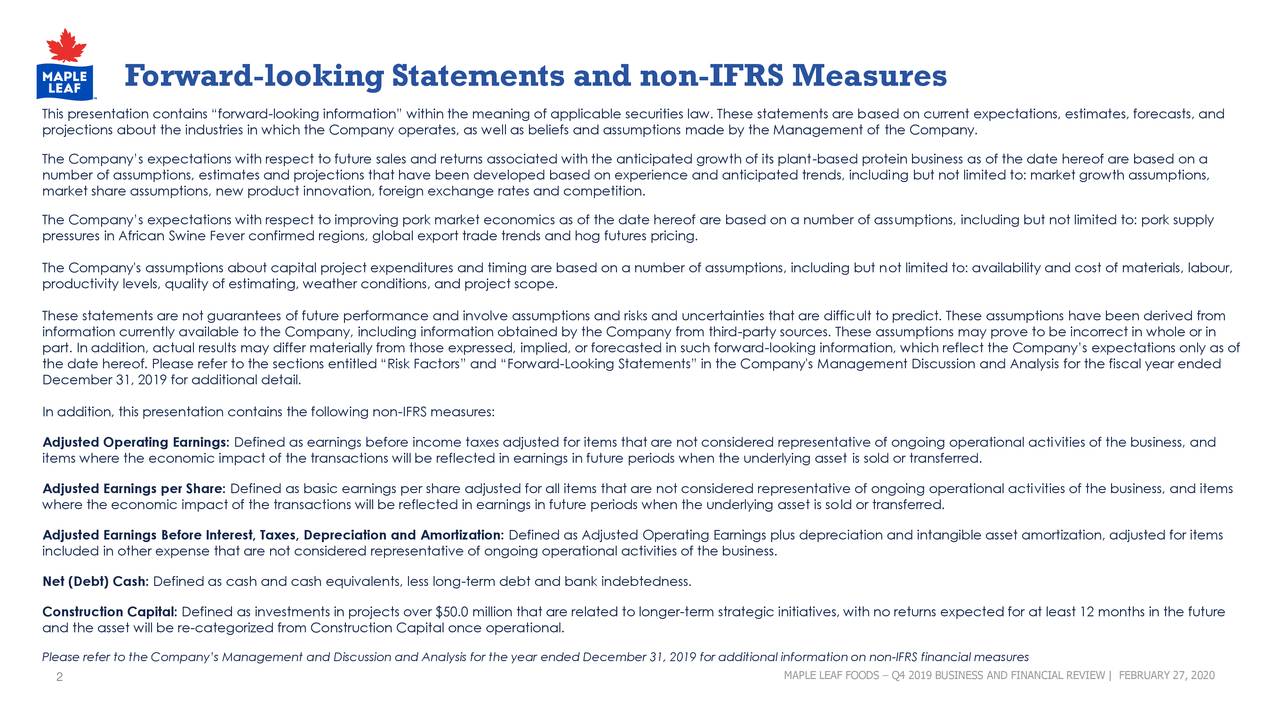 Forward-looking Statements and non-IFRS Measures
