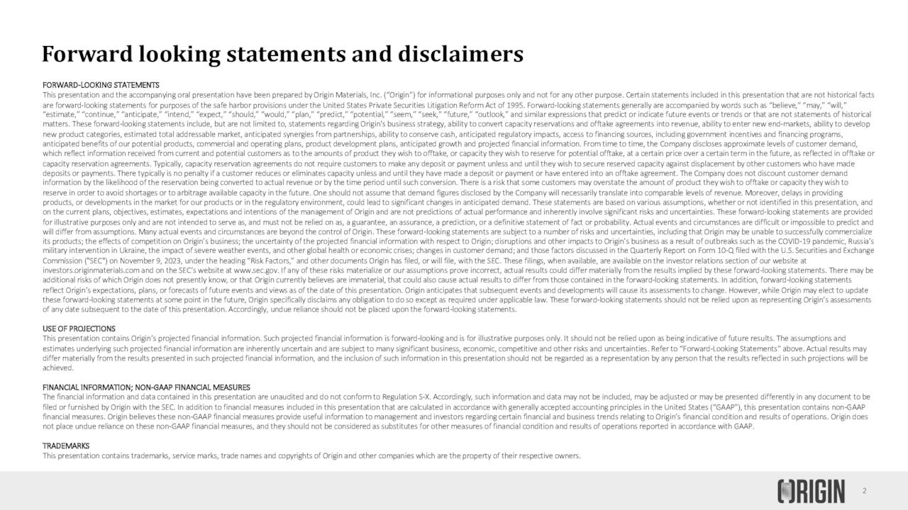 Origin Materials, Inc. 2023 Q3 Results Earnings Call Presentation