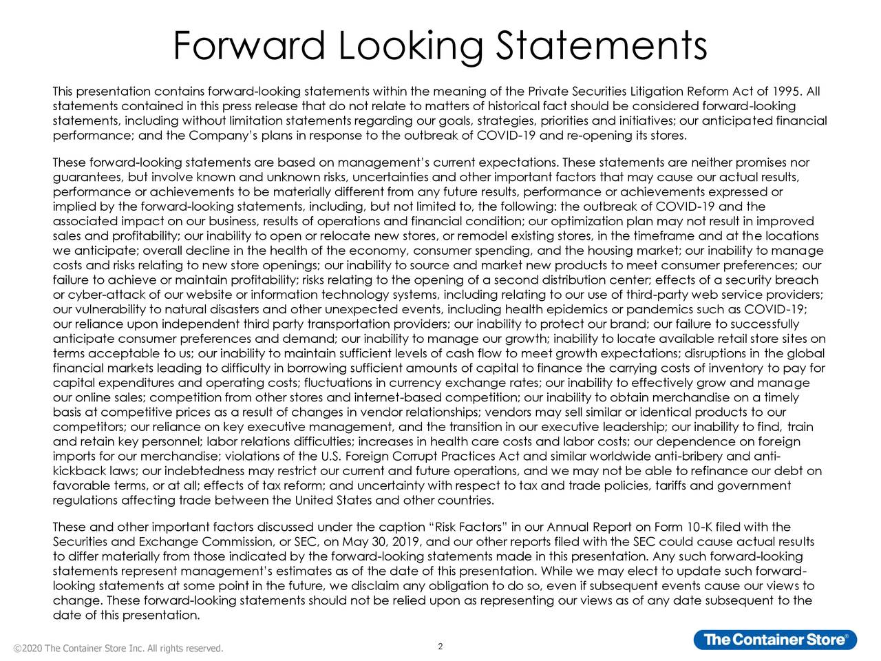 The Container Store Group, Inc. 2020 Q4 Results Earnings Call