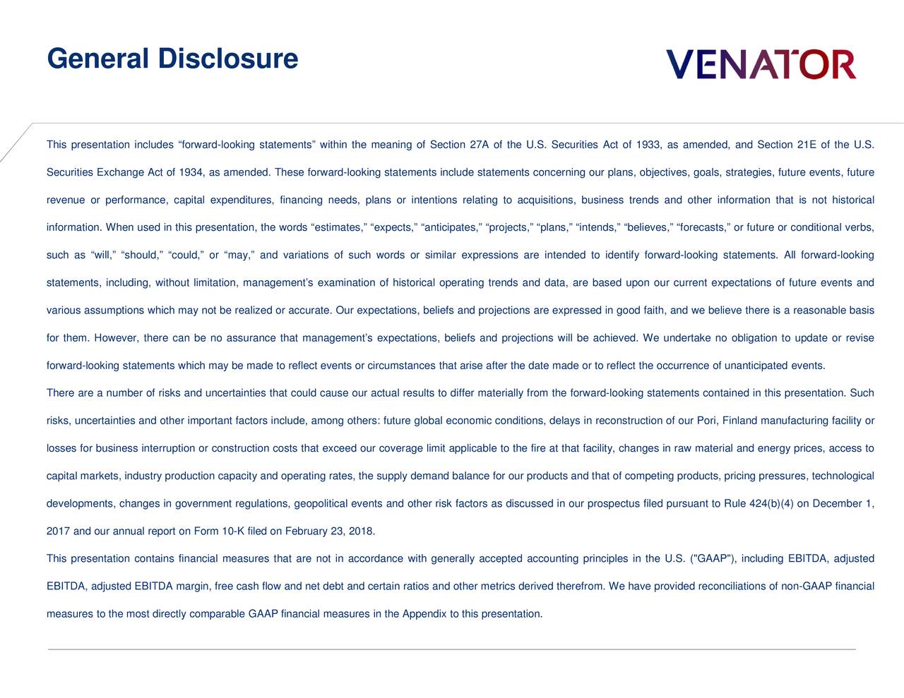 Venator Materials (VNTR) Presents At JP Morgan Global High Yield ...