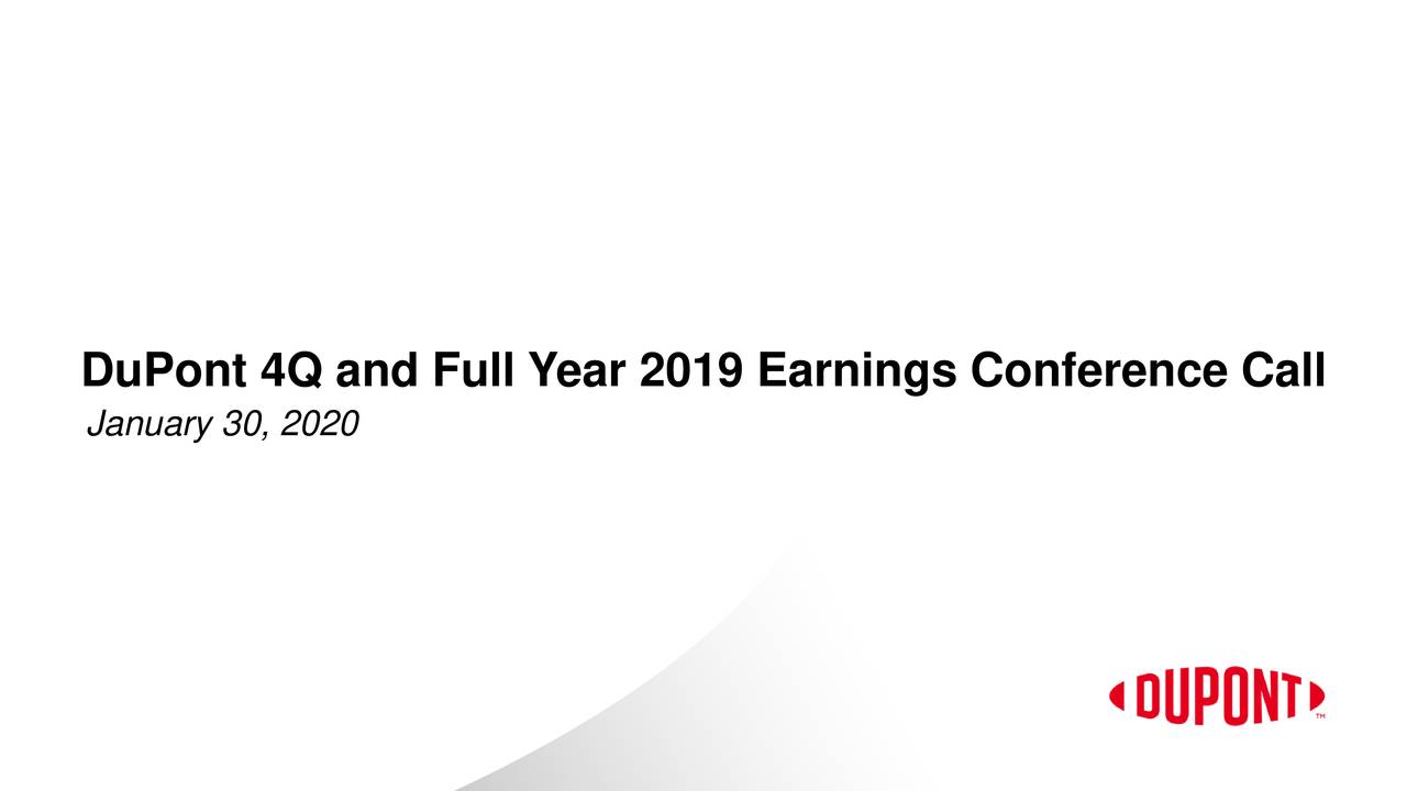 DuPont De Nemours, Inc. 2019 Q4 - Results - Earnings Call Presentation ...