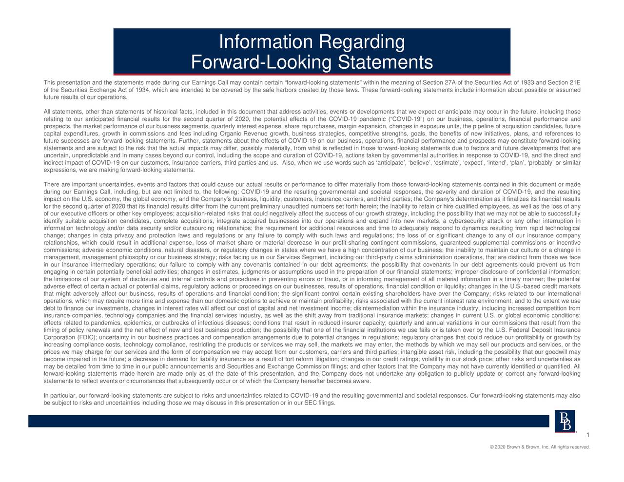 Brown & Brown, Inc. 2020 Q2 Results Earnings Call Presentation