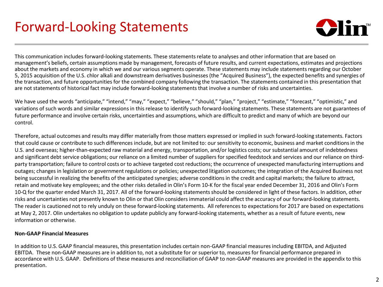 Olin Corporation 2017 Q1 Results Earnings Call Slides (NYSEOLN