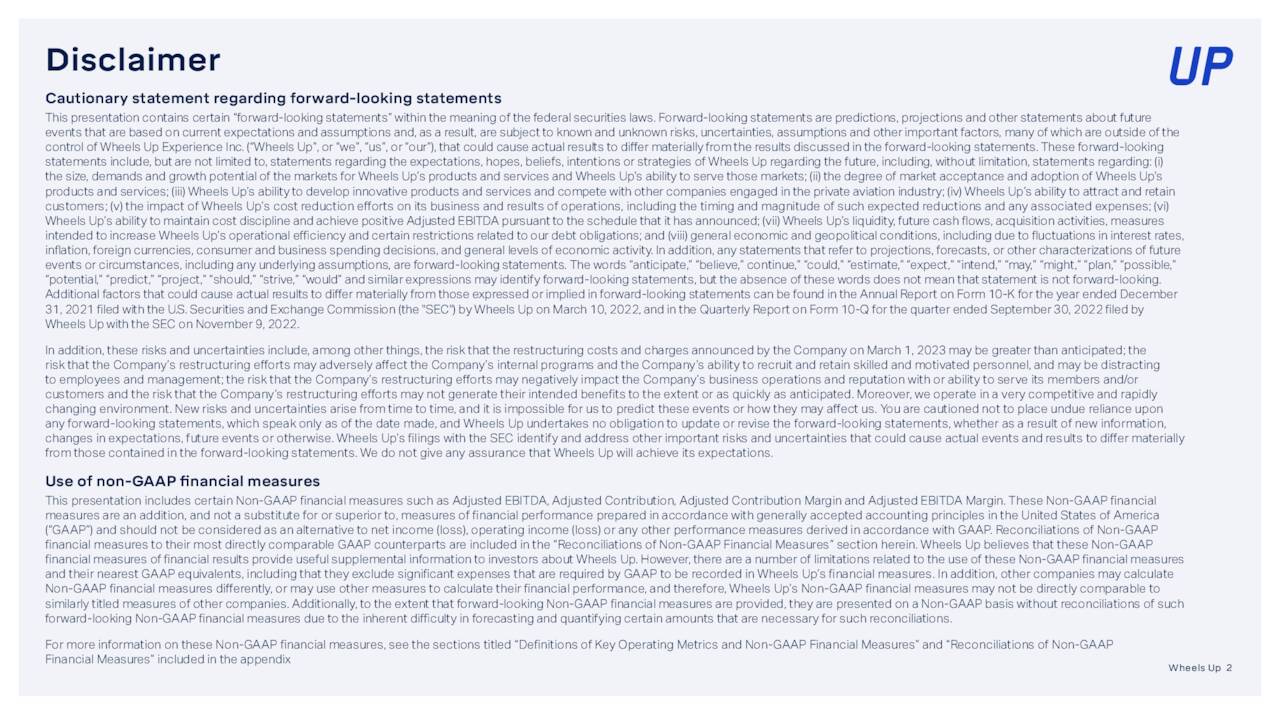 Wheels Up Experience Inc. 2022 Q4 Results Earnings Call