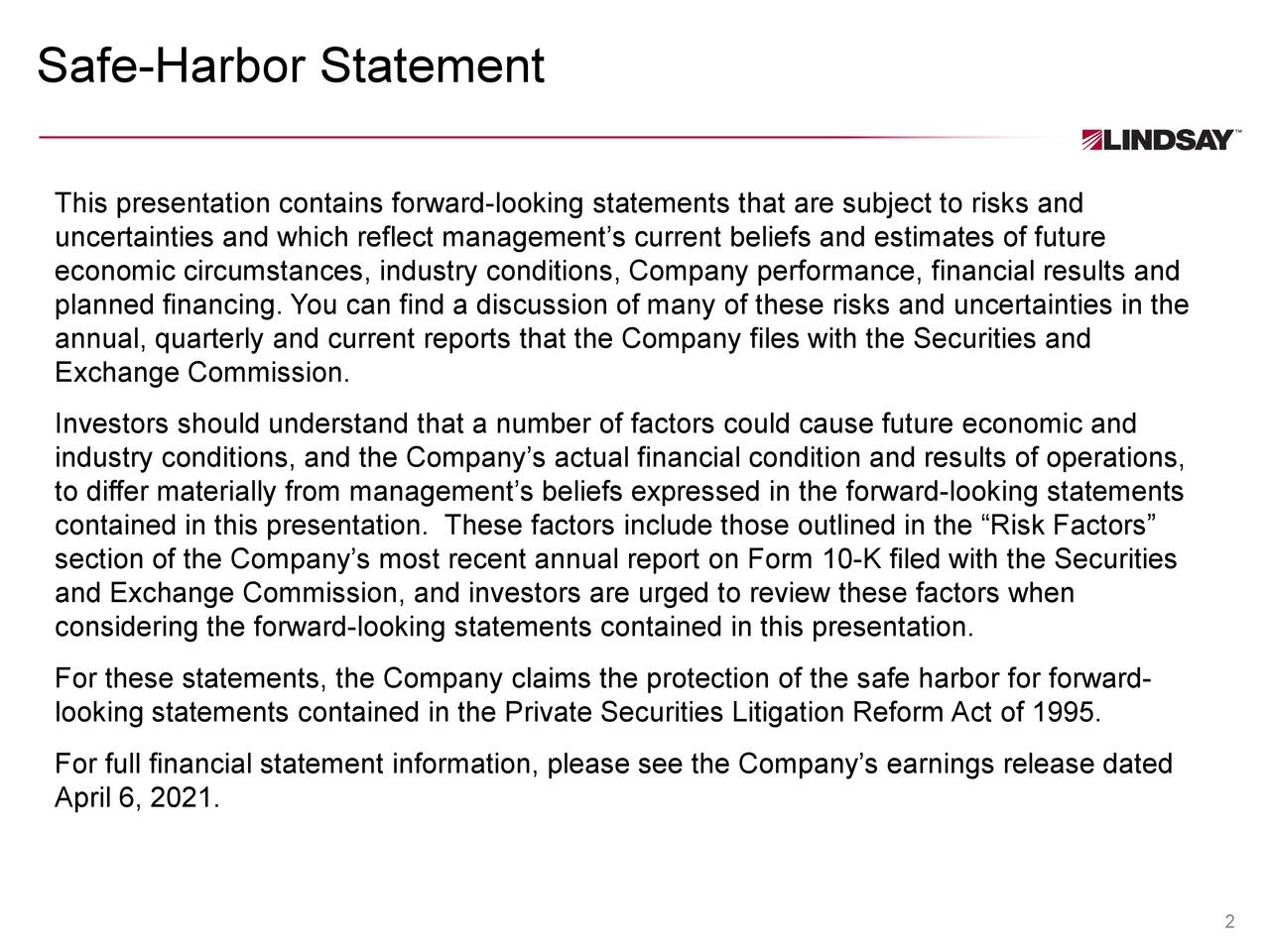 Safe-Harbor Statement