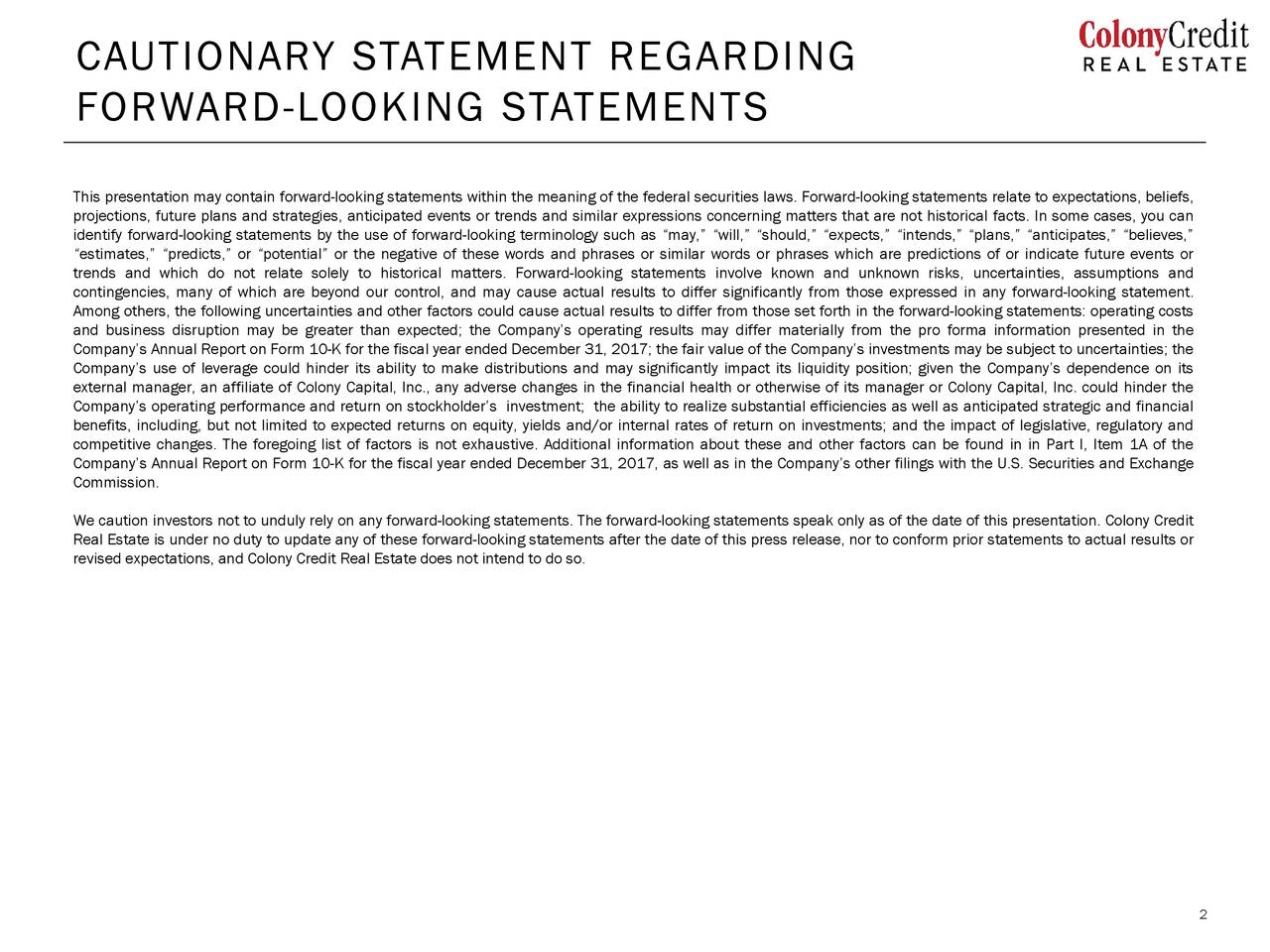 Colony Credit Real Estate, Inc. 2018 Q2 Results Earnings Call