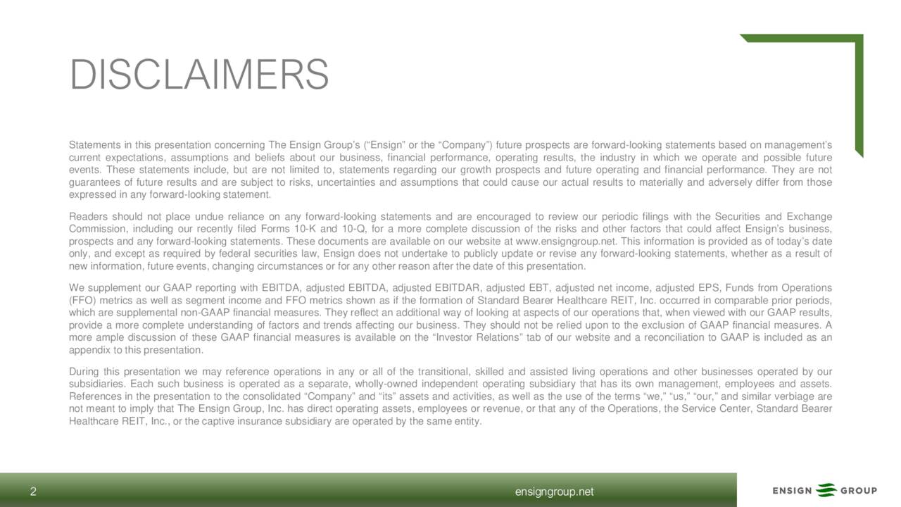 The Ensign Group, Inc. 2023 Q1 Results Earnings Call Presentation