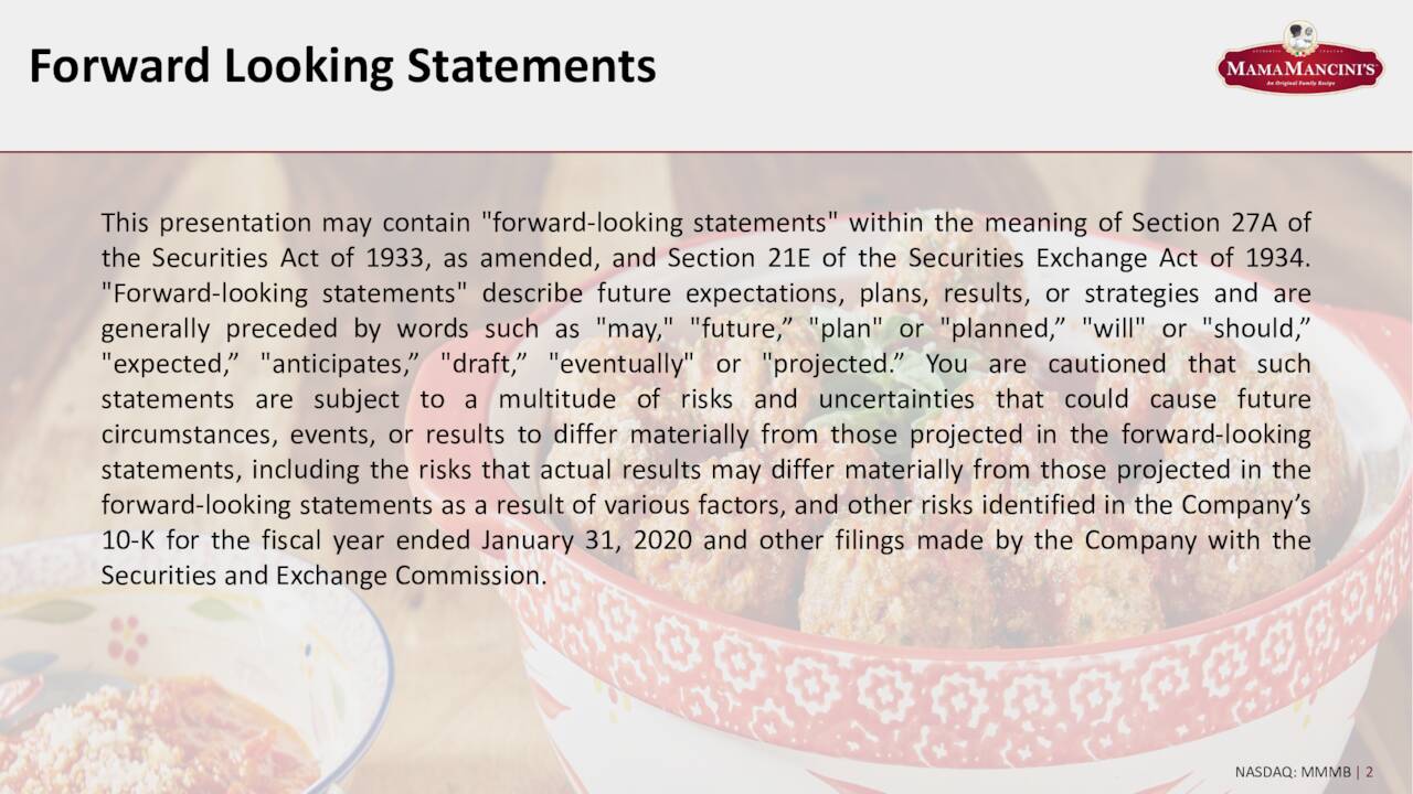 Forward Looking Statements