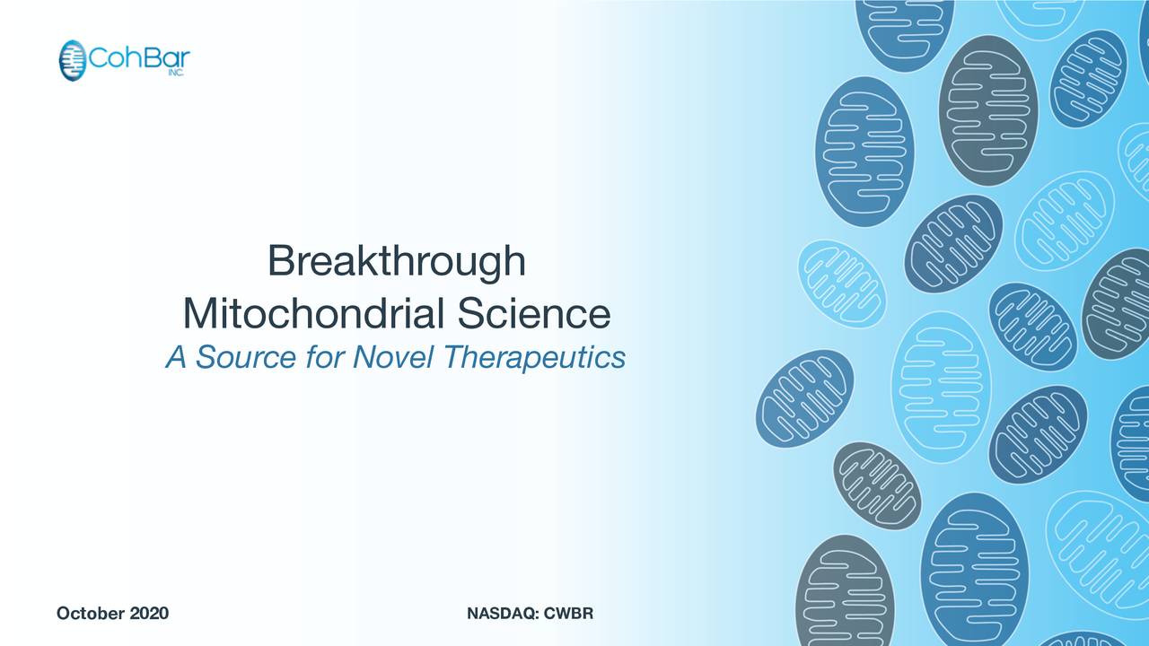 CohBar (CWBR) Investor Presentation Slideshow (OTCMKTSCWBR